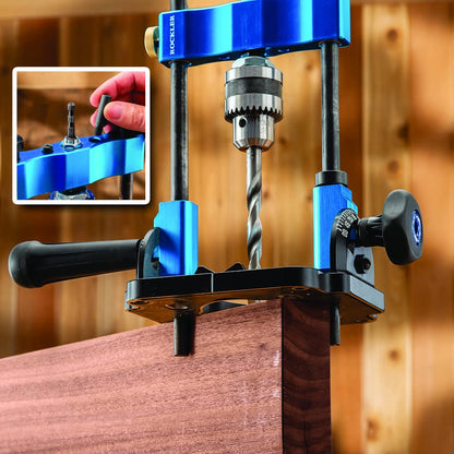 Rockler Drill Guide w/Chuck Key - Full-Size Drill Press Accessories for Small Shops - 0° to 60° Angle Drill Guide w/Easy-to-Read Protractor Scale - - WoodArtSupply