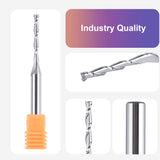 SpeTool Extra Long CNC Spiral Router Bits with Up Cut 1/8 inch Cutting Diameter, 1/4 inch Shank 3 inch Extra Long HRC55 Solid Carbide End Mill for SpeTool