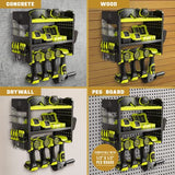 BUILTSTRONG Power Tool Organizer Wall Mount - 3-Tier Heavy-Duty Metal Hand Tool Storage Rack, Utility Racks, Drill Holder, PegBoard Side, & More - BUILTSTRONG