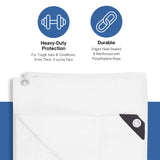 Kotap 12 x 20 Ft. Heavy-Duty Protection/Coverage Tarp, Superior Weave 8-mil, Multi-Use, Waterproof, White, (TRW-1220) Kotap