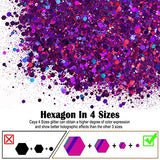 Ceya Holographic Chunky Glitter, 4.2oz/ 120g Purple Craft Glitter Powder Mixed Chunky & Fine Flakes Iridescent Nail Sequins for Nail Art, Hair, Epoxy ceya