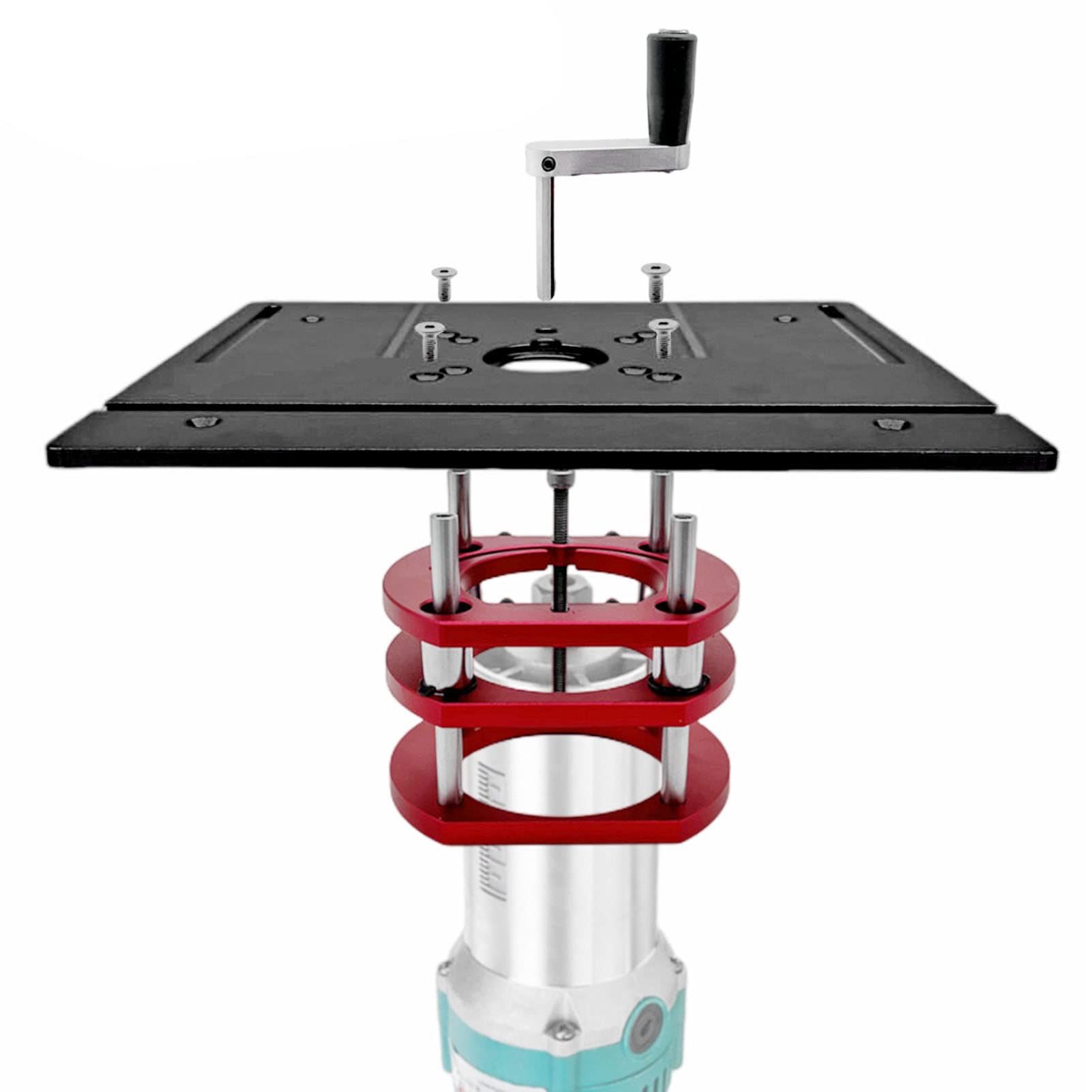 Router Lift Metal Router Lift System Kit, Router Lift System Full Installation Set,Aluminum Woodworking Insert Base Plate,Router Table Insert Plate - WoodArtSupply