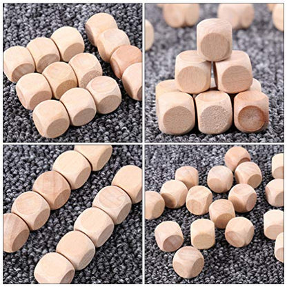 Wooden Dice 100pcs Wooden Cubes Unfinished Wooden Dice Wooden Six- sided Blank Dices Six Sides Blank Square Blocks Small Wooden Blocks DIY Craft