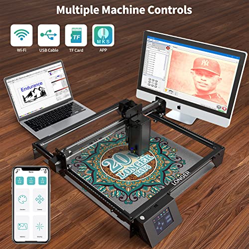 LONGER RAY5 130W Laser Engraver, 20W Output CNC Laser Cutter DIY Laser Engraving Machine, Exclusive 3.5" Touch Screen for DIY, Cutting Tool for Metal Longer