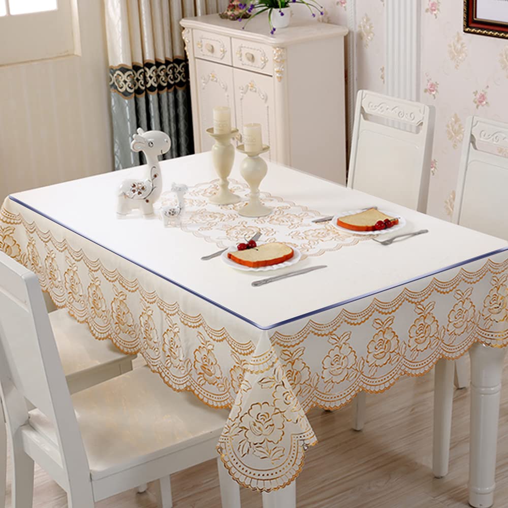 24x72 Long Clear Plastic Dining Room Table Protector Desk Cover Wooden Furniture Topper Transparent Tablecloth Wipeable Vinyl PVC Waterproof for - WoodArtSupply