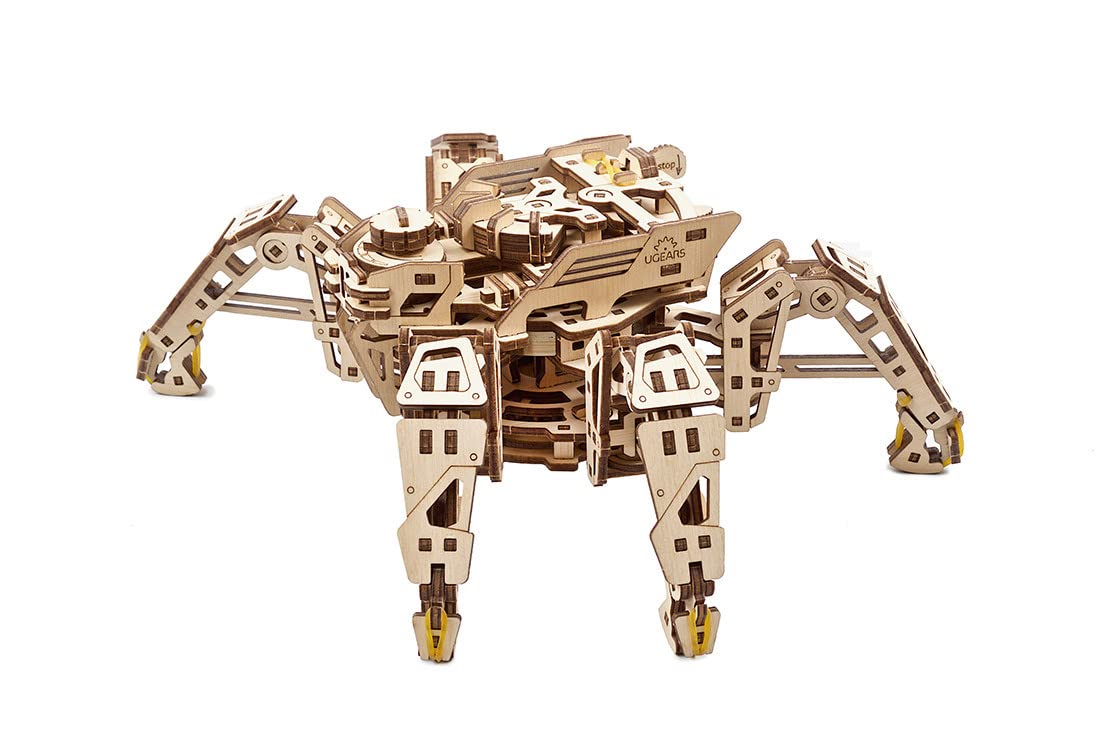UGEARS Hexapod Explorer 3D Puzzle - Mechanical Spider Robot with Powerful Spring Motor - 3D Wooden Puzzles for Adults and Kids 3D Puzzles Wooden UGEARS