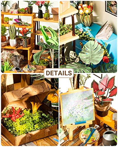 Rolife DIY Miniature Dollhouse Kit,Green House with Furniture and LED,Wooden Dollhouse Kit,Best Birthday and Valentine's Day Gift for Women and Girls Rolife