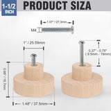 FoDau770 30pcs Unfinished Wood Knobs, Flat Top Round Cabinet Knobs Vintage Drawer Knobs, Natural Wooden Cabinet Hardware for Furniture Drawer Dresser FoDau770