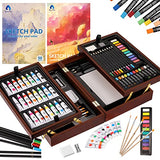 Art Supplies, Vigorfun Deluxe Wooden Art Set Crafts Drawing Painting Kit with 2 Sketch Pads, Oil Pastels, Acrylic, Watercolor Paints, Creative Gifts VigorFun