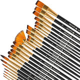 TRITART Paint Brush Set of 25 - Suitable as Acrylic, Watercolor & Oil Brushes - Paintbrushes with 2 Mixing Pallets - Artists Painting Supplies Tritart