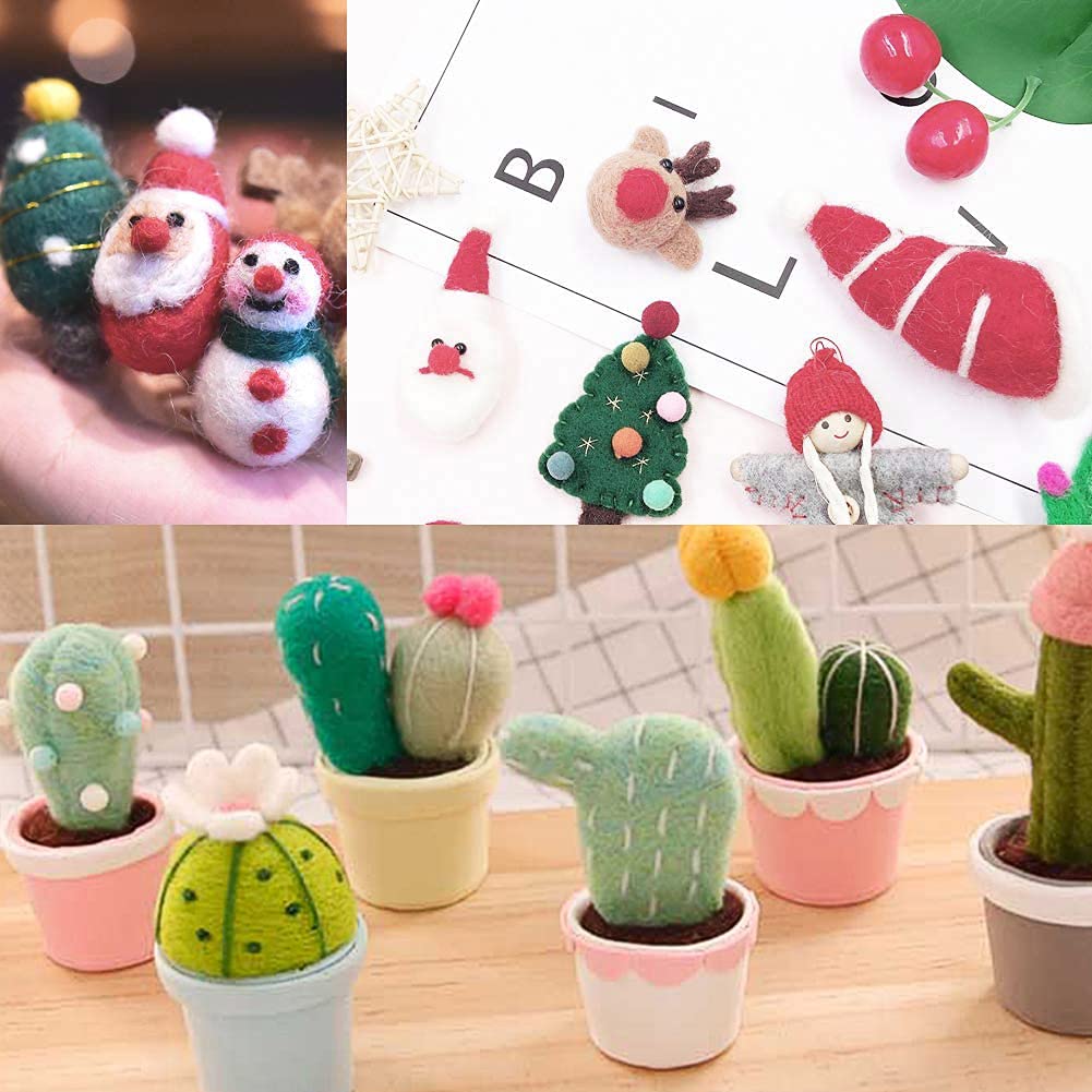 JUPEAN Needle Felting Kit, Wool Roving (5g/Color), Complete Needle Felting Starter Kit with Basic Felt Tools and Supplies Wool Fibre Spinning Craft JUPEAN