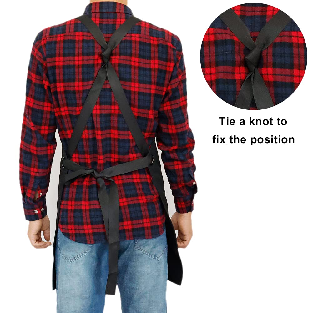 ETBOL 16 Oz Canvas Apron for Men - Black Heavy Duty Work Apron for Carpenters,Woodworkers,Blacksmith,BBQ,Gardener, workshop ETBOL