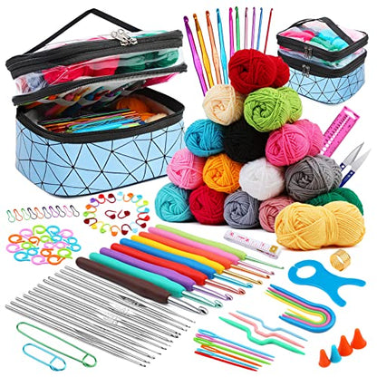 Huaiid 122Pcs Crochet Kit with Yarn Set, Crochet Kit for Beginners,Complete Crochet Kit Set Suitable for Both Beginners and Experienced Crochet - WoodArtSupply