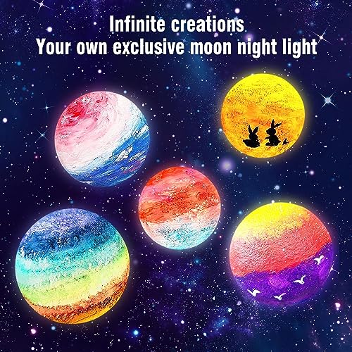 kykake Paint Your Own Moon Art Kit, Halloween Gifts DIY Space Toys Lava Art Kit with Plastic Stand, Art Gifts for Teens Girls Boys, Arts and Crafts - WoodArtSupply