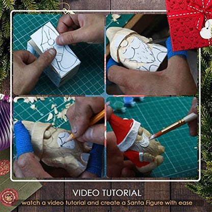 BeaverCraft DIY06 Santa Whittling Kit – Wood Carving Kit for Beginners – Wood Carving Tools Set, DIY Crafts for Adults – Woodworking Kits for