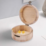 Healifty 2PCS wooden jewelry organizer Unfinished Wood Box Wedding Round Gift Box Storage Organizer Craft Box for Arts Hobbies and Home Storage Home Healifty