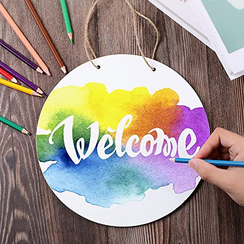 Sublimation Blank Wooden Door Hanger Unfinished Blank Sign Door Hanger Sublimation Round Door Hanger for St Patrick's Day DIY Decoration Jetec