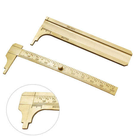 Kyuionty Brass Pocket Vernier Caliper Ruler, Sliding Gauge Mini Vernier Caliper Double Scales MM/Inch Measuring Tool (100mm) Kyuionty