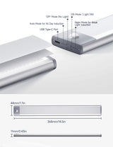 YIGER 2 Packs Under Cabinet Lights, 2000mAh Rechargeable 62 LED White Lighting, Wireless Motion Sensor Light Indoor,4 Modes Night Light, Stick-On YIGER