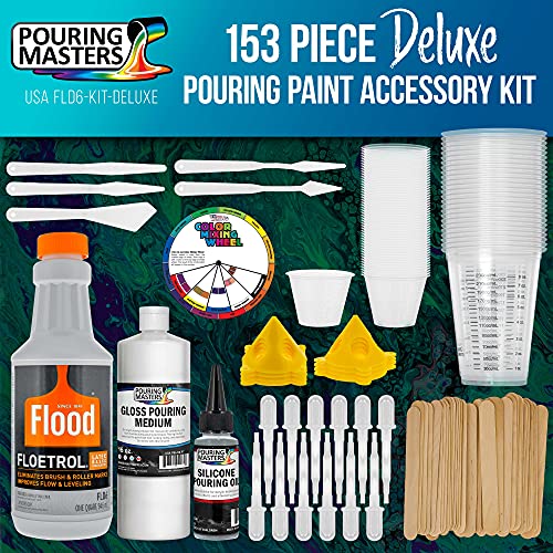 U.S. Art Supply - 1 Quart Floetrol Additive Pouring Supply Paint Medium Deluxe Kit for Mixing, Epoxy, Resin - Silicone Oil,1 and 10 Ounce Plastic - WoodArtSupply