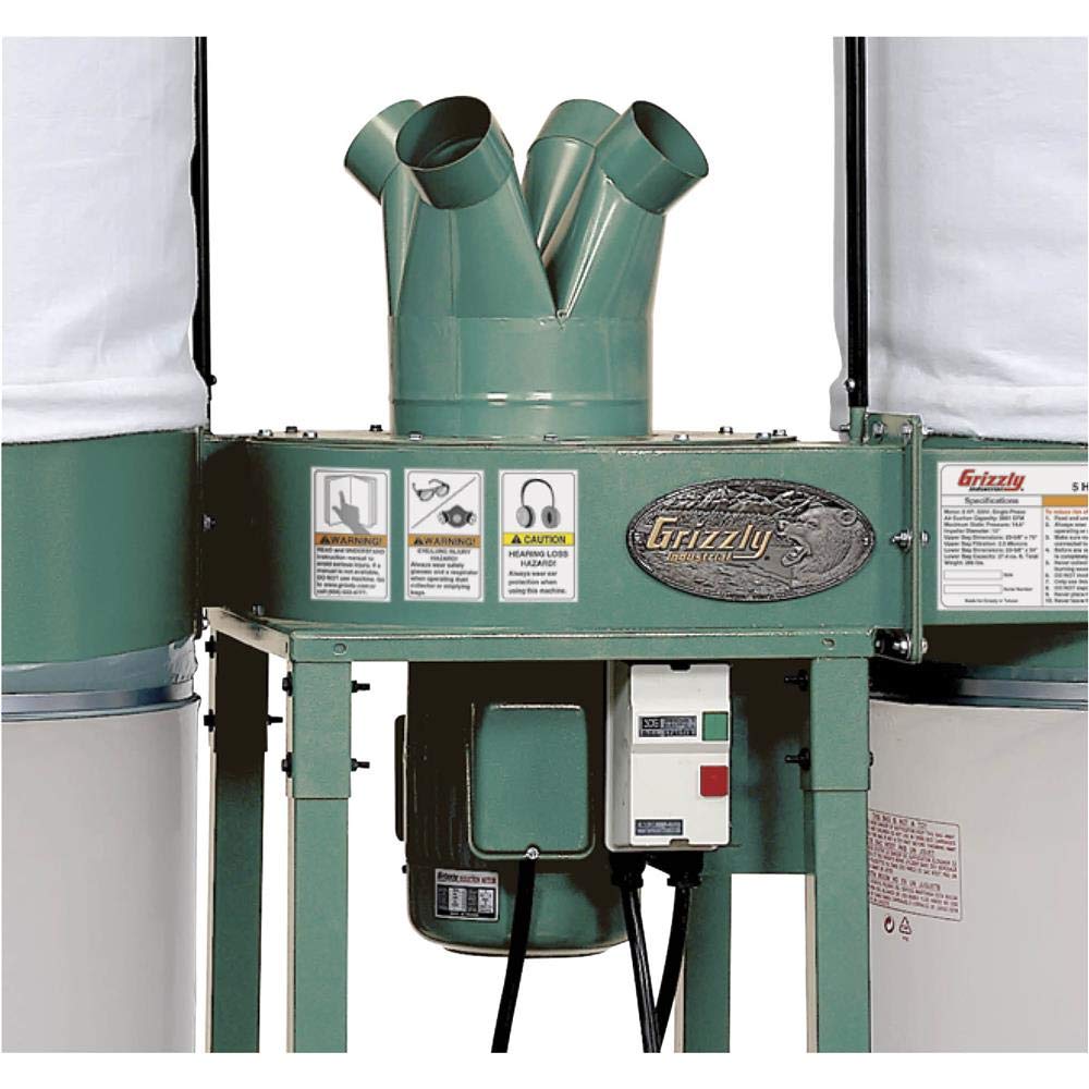 Grizzly G0672 Industrial Dust Collector, 5 HP - WoodArtSupply