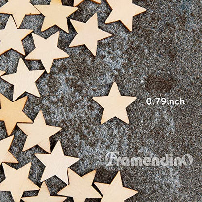 Framendino, 500 Pack 20mm Unfinished Wood Star Pieces Blank for Wedding Party DIY Crafts - WoodArtSupply