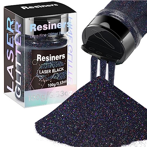 Resiners Holographic Ultra Fine Glitter Powder - 3.53oz/100g, 1/128  Metallic Epoxy Resin Glitter Sequins Flakes for Tumblers,Slime, Nails,  Paint, Art