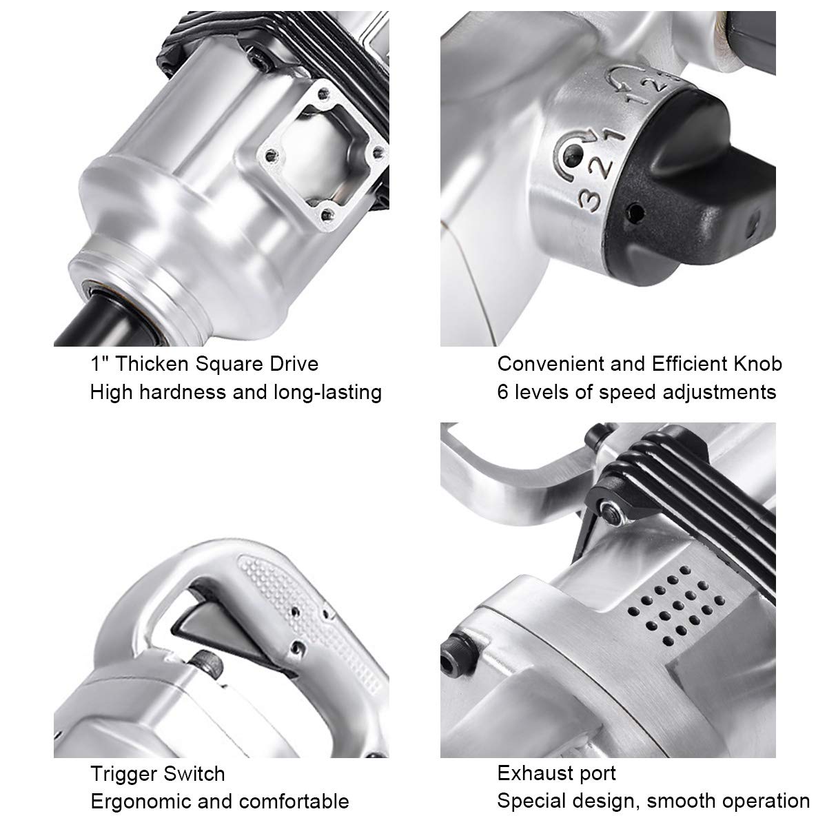 Goplus 1” Impact Wrench, Air Impact Gun with 1-1/2" & 1-5/8" Sockets, 6 Inch Extended Anvil, 1/2" NPT Air Inlet, Carrying Case, Pneumatic Impact Gun - WoodArtSupply