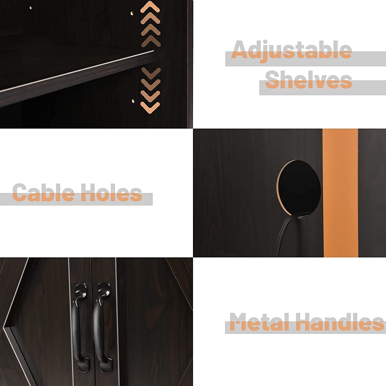 Farmhouse Espresso Coffee Bar Cabinet with Sliding Barn Doors & Ample Storage 4ever2buy