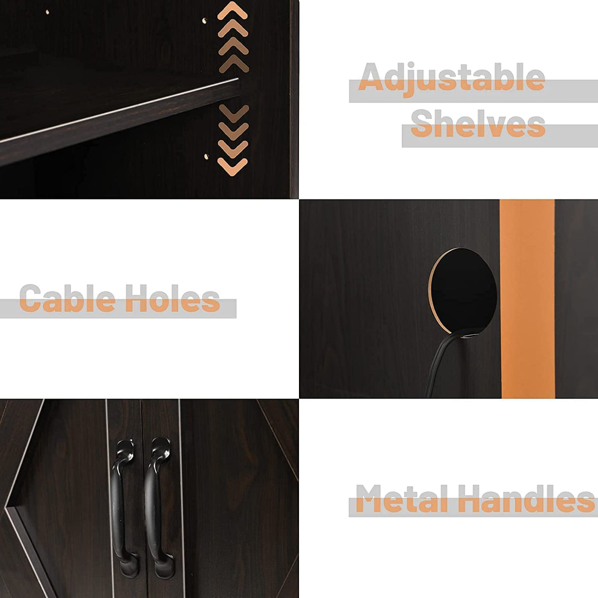 Farmhouse Espresso Coffee Bar Cabinet with Sliding Barn Doors & Ample Storage 4ever2buy