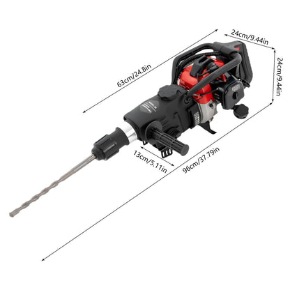 DCEHKR 32.7CC Jack Demolition Hammer 1200W 2-Stroke Gas Powered Jack Hammer with Single Cylinder and Air Cooling, Hammer Drill with 3 x Drills, 1 x - WoodArtSupply