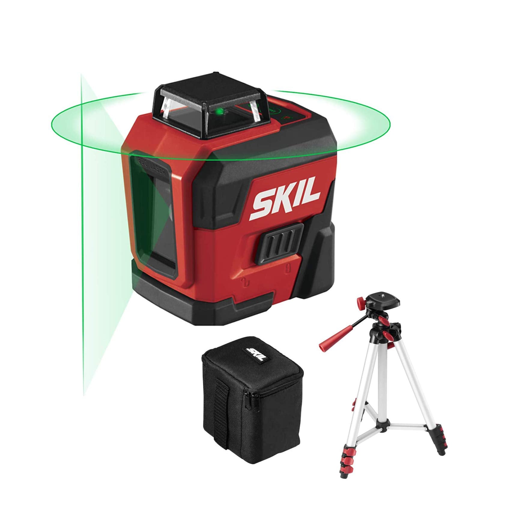 SKIL 100ft. 360° Green Self-Leveling Cross Line Laser Level with Horizontal and Vertical Lines Rechargeable Lithium Battery with USB Charging Port, - WoodArtSupply