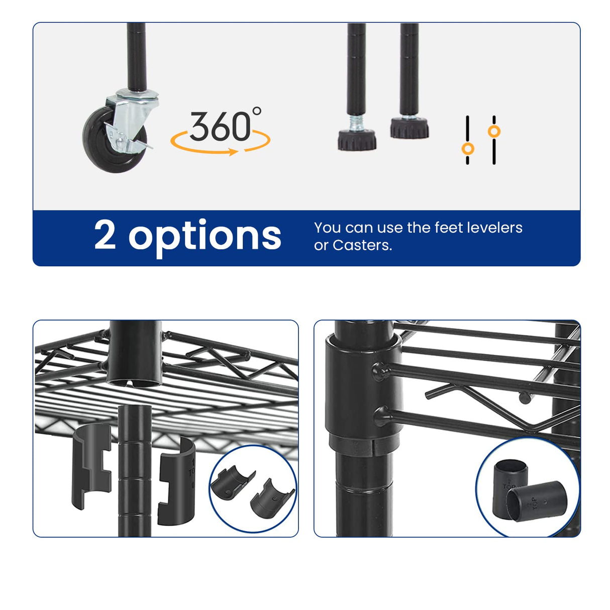 Storage Shelves 2100Lbs Capacity, 6-Shelf on Casters 48" L×18" W×72" H Commercial Wire Shelving Unit Adjustable Layer Metal Rack Strong Steel for BestOffice