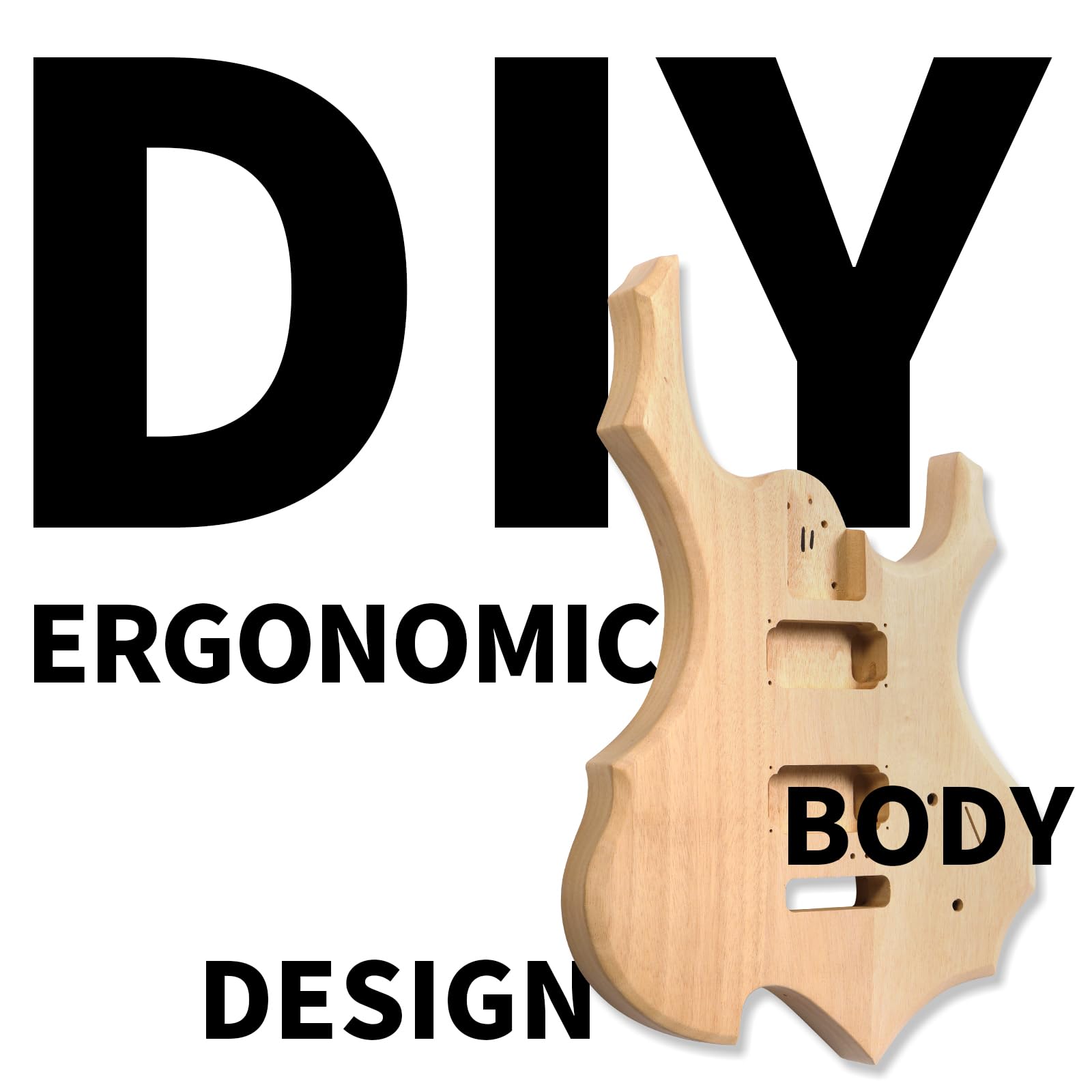 Ktaxon DIY Guitar Kit with Mahogany Body, Premium Fingerboard and Maple Neck, 6 String DIY electric Guitar Kit with Unique Design, Easy Installation - WoodArtSupply