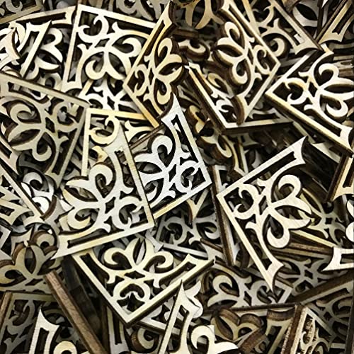 Amosfun 50pcs Solid Wood Carved Corner Onlay Furniture Home Decorations Unpainted Applique Gifts DIY Amosfun