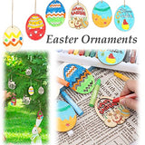 Pandahall 48pcs Unfinished Wood Easter Ornaments Egg Bunny Duck Tulip Chicks Wooden Blank Cutout Slices with 70pcs Hemp Cord 48pcs Wiggle Googly Eyes PH PandaHall