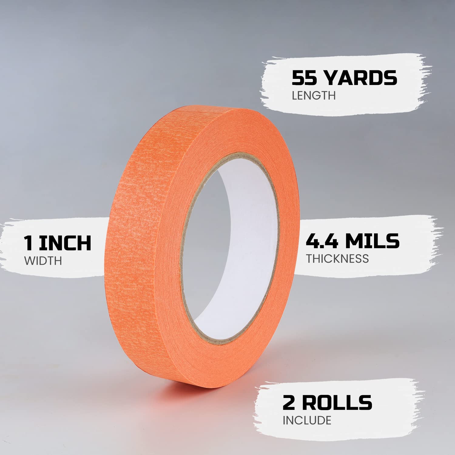 Lichamp 2 Pack Orange Painters Tape 1 inch, Orange Masking Tape 1 inch x 55 Yards x 2 Rolls (110 Total Yards) Lichamp