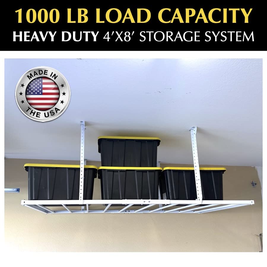 E-Z Garage Storage 4' x 8' Overhead Garage Storage Rack - Heavy Duty Steel, Customizable, Versatile, Easy Installation