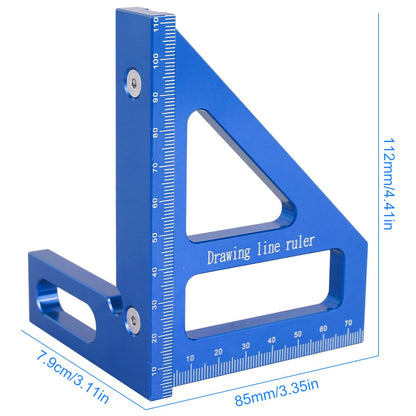 Woodworking Square Protractor, 3D Multi-angle Measuring Ruler, Aluminum Alloy 45/90° Woodworking Ruler,Protractor Angle Finder,Precise Miter Triangle
