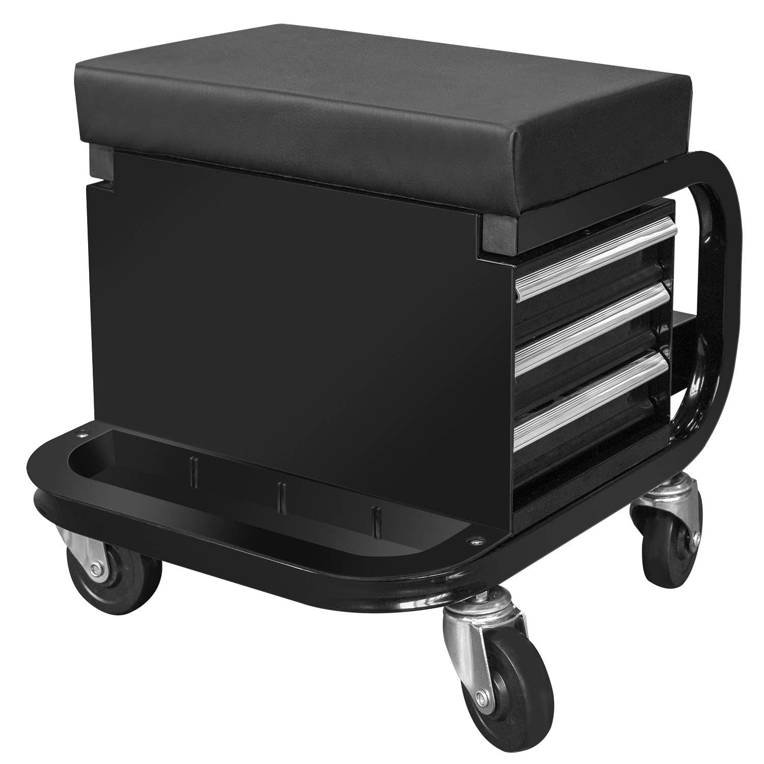 ROAD DAWG APD2016AD Torin Rolling Tool Chest/Tool Box with 3 Drawers and Wheels, Padded Mechanic Stool Creeper Seat, Black ROAD DAWG