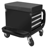 ROAD DAWG APD2016AD Torin Rolling Tool Chest/Tool Box with 3 Drawers and Wheels, Padded Mechanic Stool Creeper Seat, Black ROAD DAWG