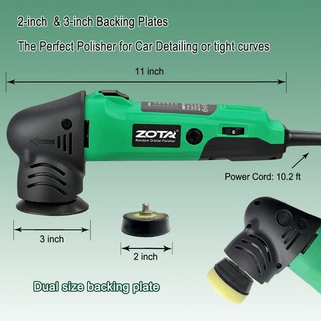 ZOTA Mini Polisher, 2-inch/ 3inch Car Buffer Polisher with 8mm Random Orbital,Car Polishers and Buffers for Car Detailing,Variable Speed Small Buffer ZOTA