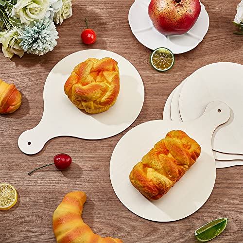 OLYCRAFT 16pcs Wood Craft Cutting Board with Handle Mini Wooden Cutting Board Round Unfinished Wood CheeseServing Tray for DIY Christmas Decor Home OLYCRAFT