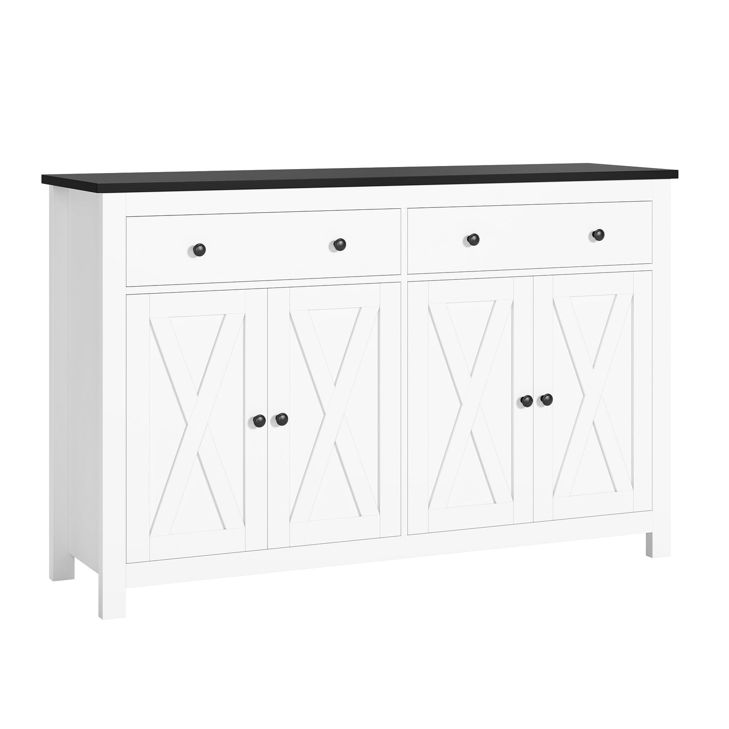 FOTOSOK Sideboard Buffet Cabinet with Storage, 55" Large Kitchen Storage Cabinet with 2 Drawers and 4 Doors, Wood Coffee Bar Cabinet Buffet Table for