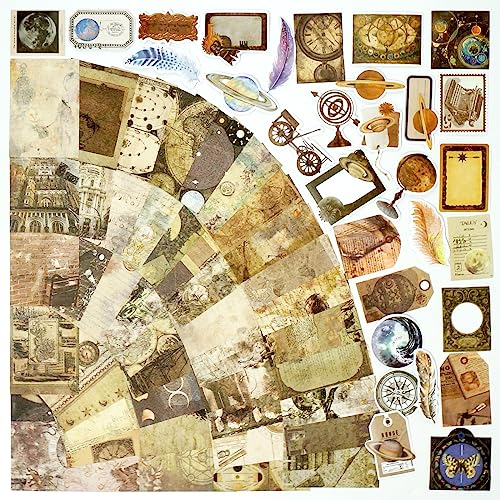 200 Pieces Vintage Ephemera Bundle Junk Journal Kit Scrapbook Supplies Paper Sticker Material Pack Scrapbooking kit for Art Journaling Bullet - WoodArtSupply