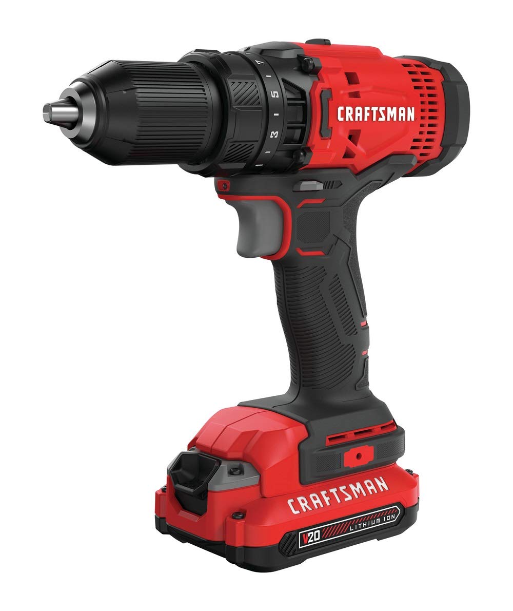 CRAFTSMAN V20 Cordless Drill/Driver Kit, 1/2 inch, Battery and Charger Included (CMCD700C1) Craftsman