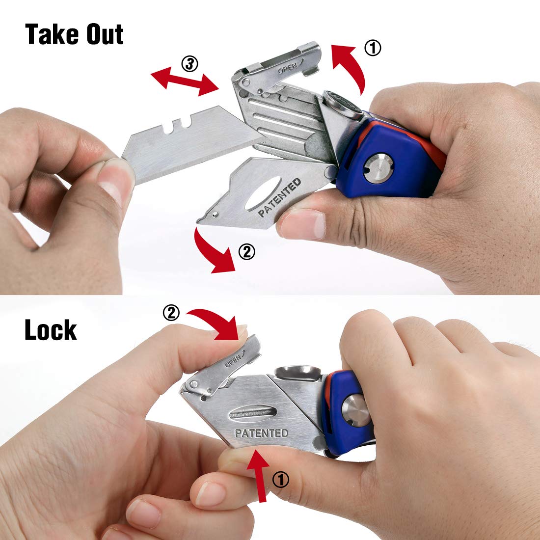 WORKPRO Folding Utility Knife, Quick-Change Box Cutter, Blade Storage in Handle with 5 Extra Blades Included WORKPRO