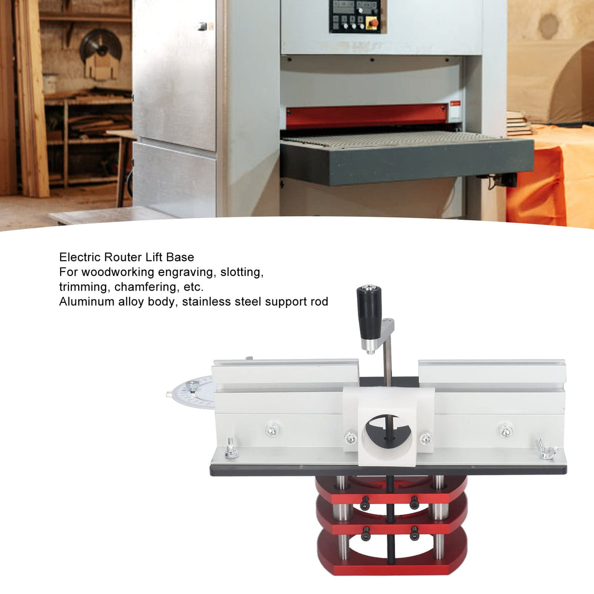 Router Lift Kit, Woodworking Table Base Plate Router Lift with Top Plate Router Lifting Base Slotting Trimming Chamfering Table Top for Engraving, POCREATION