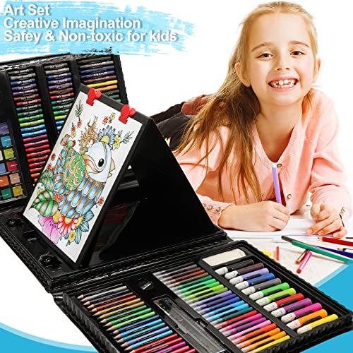  TANMIT Art Supplies, 241 PCS Drawing Supplies Art Set, Deluxe  Art Craft Kit with Double Sided Trifold Easel, Markers, Oil Pastels,  Crayons, Colour Pencils, Gifts for Artists Adults Kids