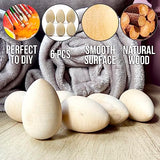 Set of 6 pcs Unpainted Easter Wooden Eggs 2.6'', Paintable Easter Eggs to Decorate, Spring Craft, Wooden Fake Eggs for Chickens, DIY Egg Easter AEVVV